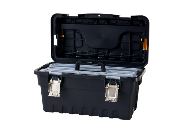 Plastic toolbox strongo eco metal with ergonomic handle 233x458x247mm - Image 4