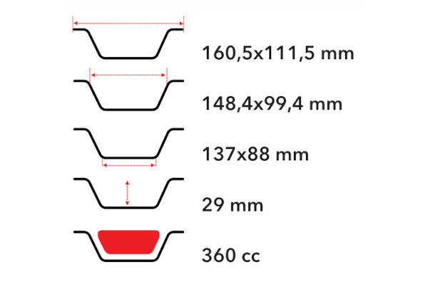 Enë ushqimi alumini Smoothwall 360 ml drejtkëndëshe - Figura 2