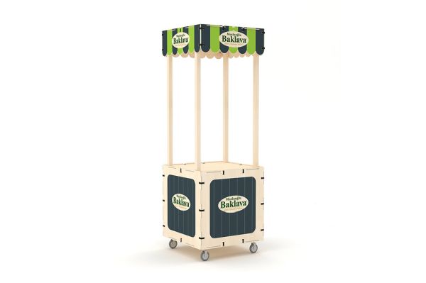 Assembled Wooden Square Display Stand with Awning - Image 4