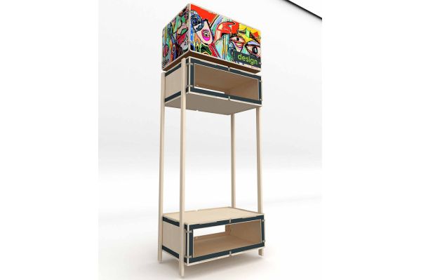 Modular Wooden Textile Display Stand - Image 3