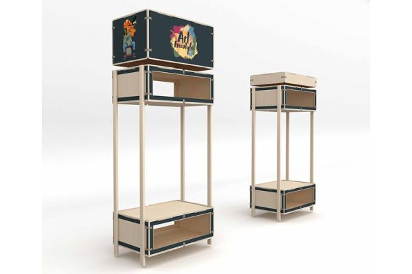 Modular Wooden Textile Display Stand - Image 4